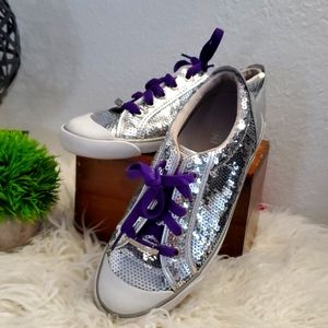 Like NEW Coach Silver Sequin Sneakers, sz 7.5